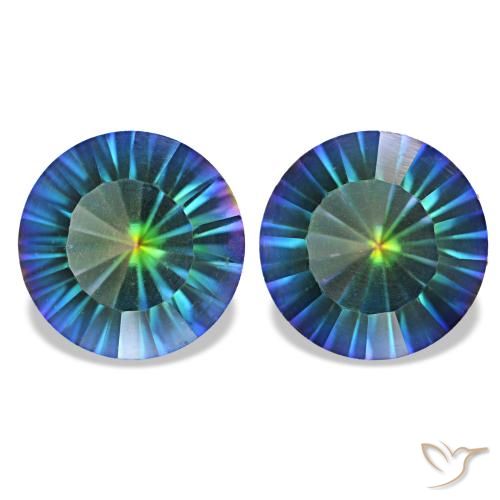 Pedras preciosas de quartzo místico multicolor azul natural de 3,27 ct, corte redondo, VS