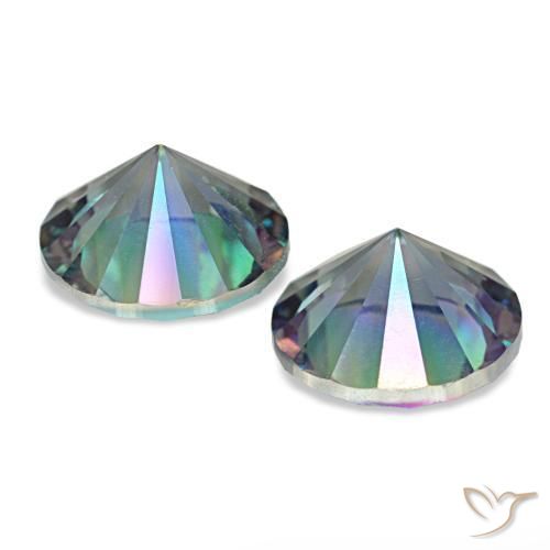 Pedras preciosas de quartzo místico multicolor azul natural de 3,27 ct, corte redondo, VS
