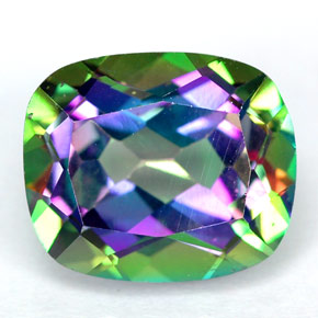 Topázio místico multicolorido natural 6,69ct, almofada cortada, VVS