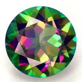 Topázio místico multicolorido natural 4,20ct, corte redondo, VVS