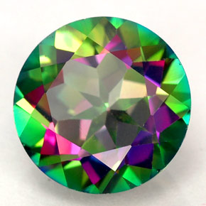 Topázio místico multicolorido natural 4,20ct, corte redondo, VVS