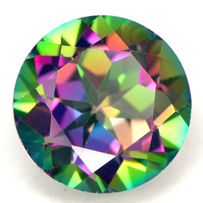 Topázio místico multicolorido natural 4,40ct, corte redondo, VVS