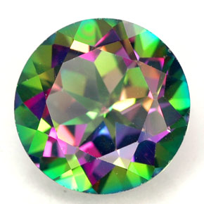 Topázio místico multicolorido natural 4,40ct, corte redondo, VVS