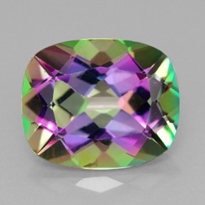 Topázio místico multicolorido natural 5,93ct, almofada cortada, VVS-VS