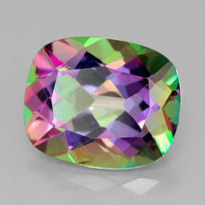 Topázio místico multicolorido natural 5,93ct, almofada cortada, VVS-VS