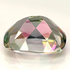 Topázio místico multicolorido natural 6,40ct, almofada cortada, VVS-VS