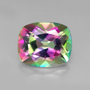 Topázio místico multicolorido natural 6,03ct, almofada cortada, VVS-VS