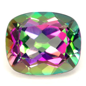 Topázio místico multicolorido natural 6,88ct, almofada cortada, VVS