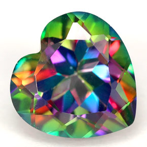 Topázio místico multicolorido natural 4,56ct, formato de coração, VVS