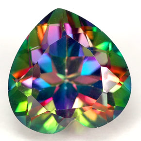 Topázio místico multicolorido natural 4,56ct, formato de coração, VVS