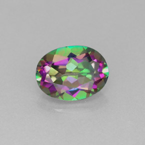Topázio místico multicolorido natural 1,50ct, corte oval, VVS
