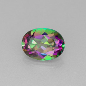 Topázio místico multicolorido natural 1,50ct, corte oval, VVS