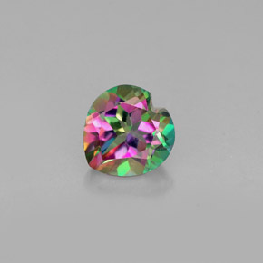 Topázio místico multicolorido natural 1,03ct, formato de coração, VVS