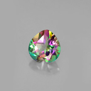Topázio místico multicolorido natural 1,03ct, formato de coração, VVS