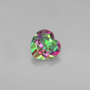 Topázio místico multicolorido natural 0,94ct, formato de coração, VVS-VS