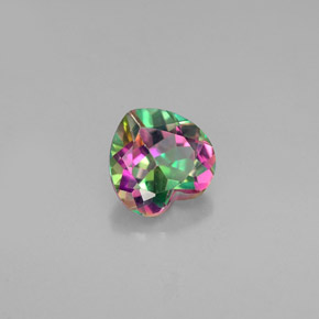 Topázio místico multicolorido natural 0,94ct, formato de coração, VVS-VS