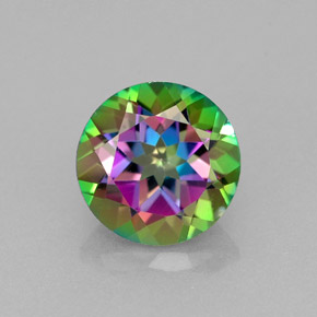 Topázio místico multicolorido natural 2,34ct, corte redondo, VVS