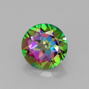 Topázio místico multicolorido natural 2,34ct, corte redondo, VVS