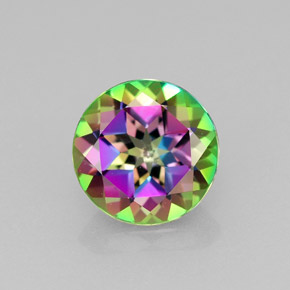 Topázio místico multicolorido natural 2,33ct, corte redondo, VVS