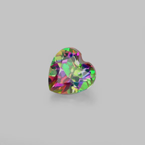 Topázio místico multicolorido natural 1,04ct, formato de coração, VS