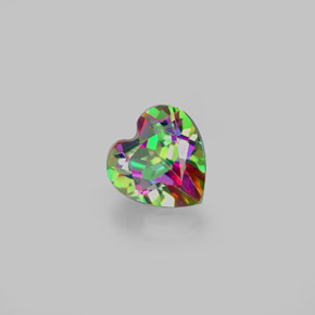 Topázio místico multicolorido natural 1,04ct, formato de coração, VS