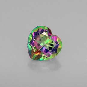 Topázio místico multicolorido natural 1,06ct, formato de coração, VVS-VS