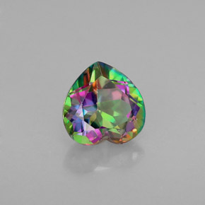 Topázio místico multicolorido natural 1,06ct, formato de coração, VVS-VS