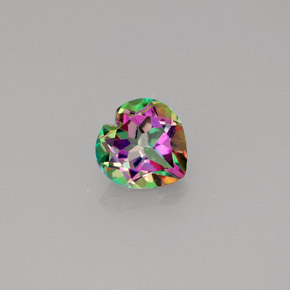 Topázio místico multicolorido natural 0,96ct, formato de coração, VVS-VS