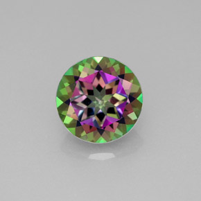 Topázio místico multicolorido natural 2,19ct, corte redondo, VVS