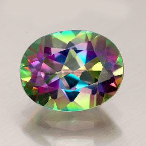 Topázio místico multicolorido natural 2,24ct, corte oval, VS