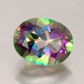 Topázio místico multicolorido natural 2,24ct, corte oval, VS