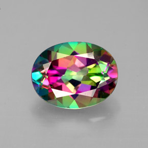 Topázio místico multicolorido natural 2,12ct, corte oval, VVS-VS