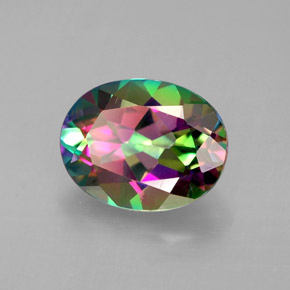 Topázio místico multicolorido natural 2,12ct, corte oval, VVS-VS