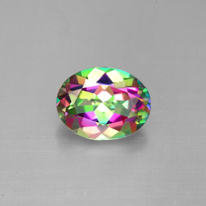 Topázio místico multicolorido natural 2,11ct, corte oval, VVS-VS