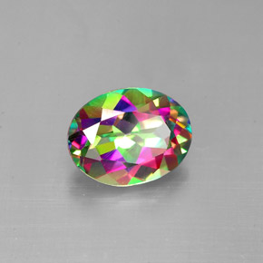 Topázio místico multicolorido natural 2,11ct, corte oval, VVS-VS