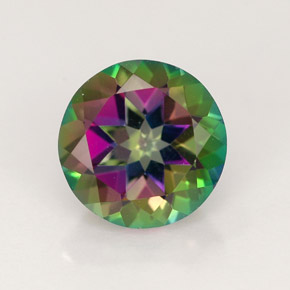 Topázio místico multicolorido natural 2,53ct, corte redondo, VVS-VS