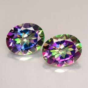 Pedras preciosas de topázio místico multicolorido natural de  ct, corte oval, VVS