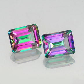 Pedras preciosas de topázio místico multicolorido natural de  ct, corte esmeralda, VVS-VS