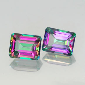 Pedras preciosas de topázio místico multicolorido natural de  ct, corte esmeralda, VVS-VS