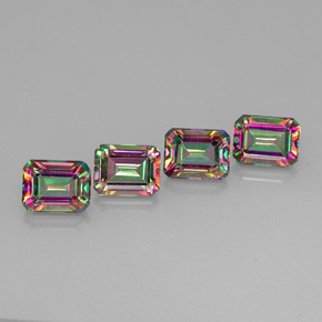Pedras preciosas de topázio místico multicolorido natural de  ct, corte esmeralda, VVS-VS