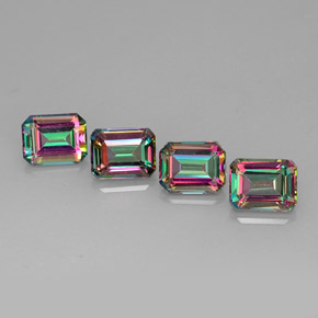 Pedras preciosas de topázio místico multicolorido natural de  ct, corte esmeralda, VVS-VS