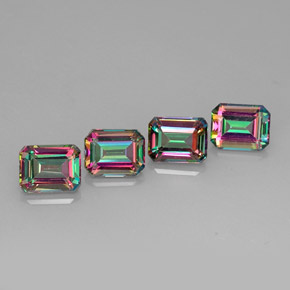 Pedras preciosas de topázio místico multicolorido natural de  ct, corte esmeralda, VVS-VS