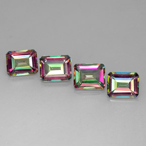Pedras preciosas de topázio místico multicolorido natural de  ct, corte esmeralda, VVS-VS