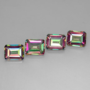 Pedras preciosas de topázio místico multicolorido natural de  ct, corte esmeralda, VVS-VS