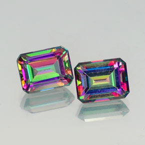 Pedras preciosas de topázio místico multicolorido natural de  ct, corte esmeralda, VVS-VS