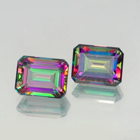 Pedras preciosas de topázio místico multicolorido natural de  ct, corte esmeralda, VVS-VS