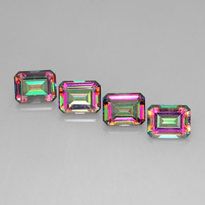 Pedras preciosas de topázio místico multicolorido natural de  ct, corte esmeralda, VVS-VS