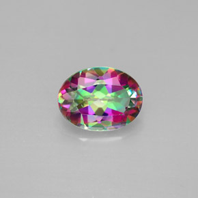 Topázio místico arco-íris premium natural 1,39ct, corte oval, VS