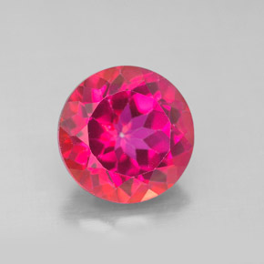 Topázio místico vermelho natural 4,63ct, corte redondo, VS