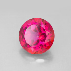 Topázio místico vermelho natural 4,63ct, corte redondo, VS